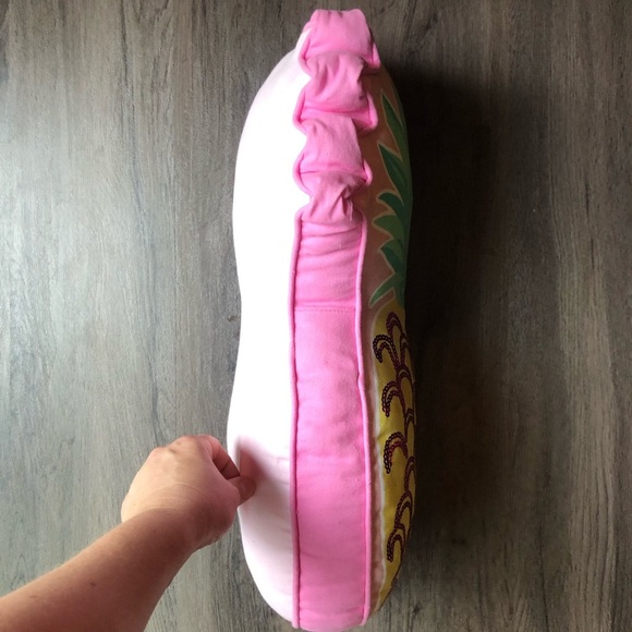 Cynthia Rowley Accent Pillow Pink Pineapple 21” Sequin Tropical Colorful Decor - Picture 3 of 7